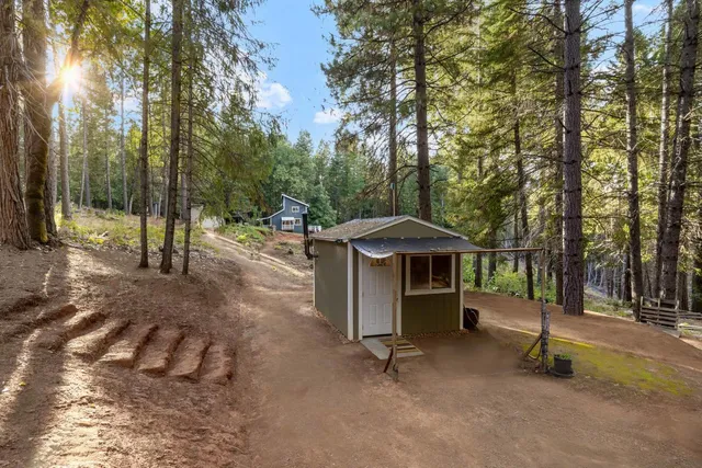 a backyard of a house with lots of green space
