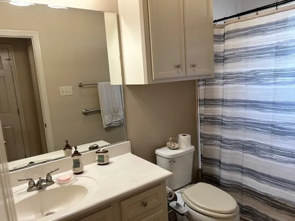a bathroom with a sink toilet and vanity