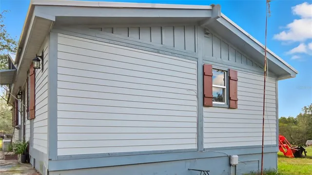 a view of a house with a white door