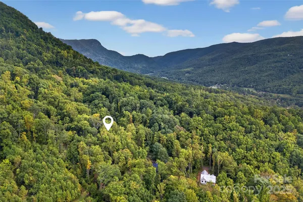 a view of a mountain range with lush green forest