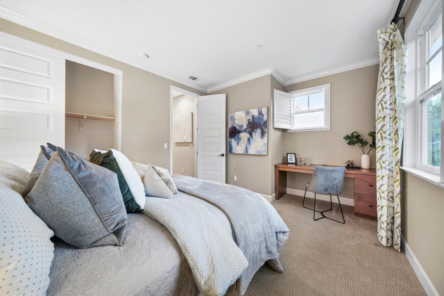 136 Avellino Way Mountain View, CA 94043 - Photo 16 of 40 a bedroom with a bed and a desk