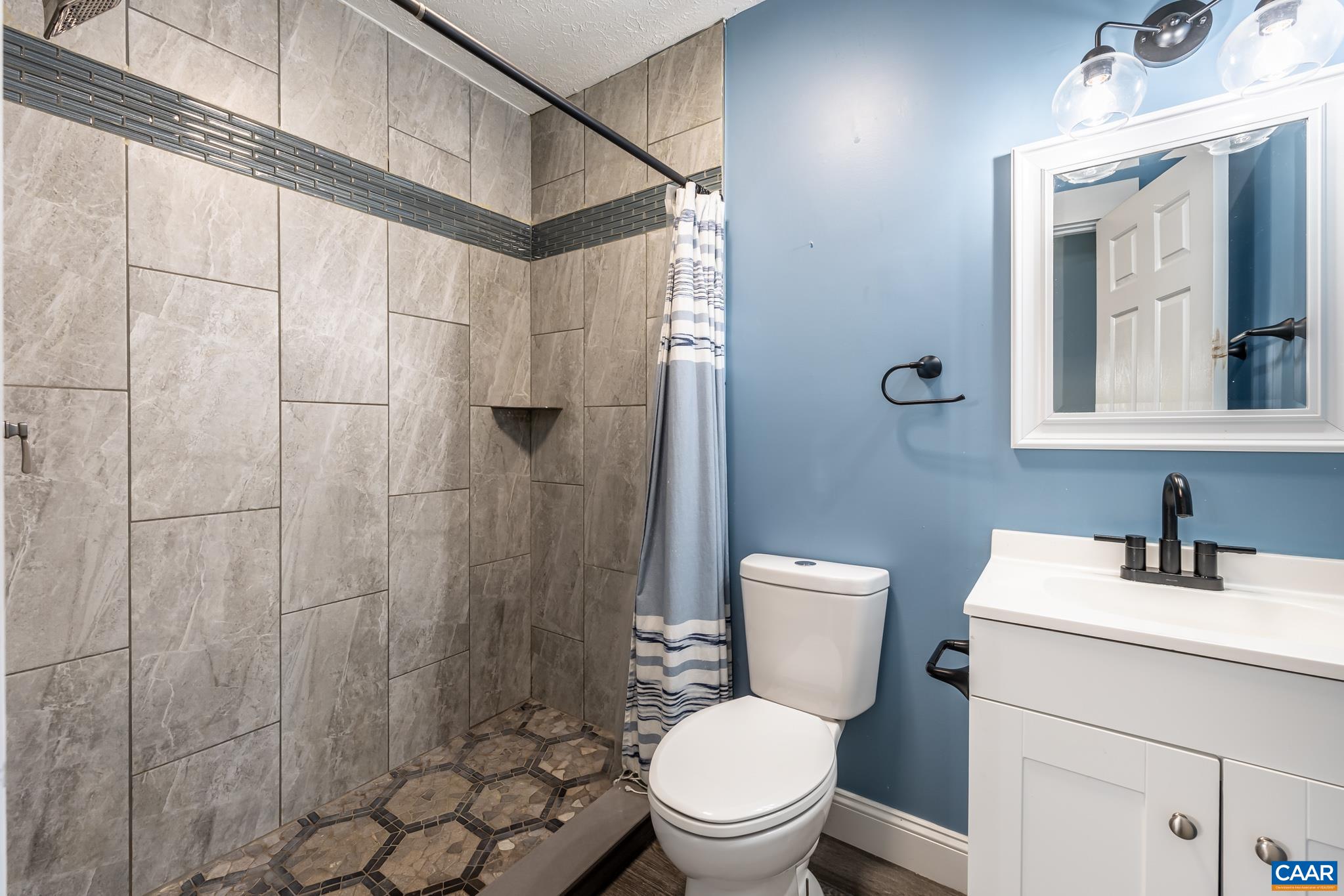 35 Brougham Road Palmyra, VA 22963 - Photo 11 of 27 a bathroom with a toilet a sink a shower and a mirror