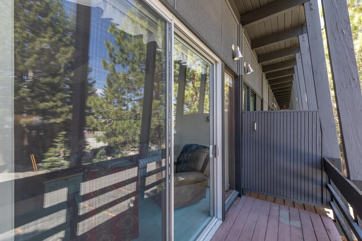 44 Tyrol Lane, Unit 209 Mammoth Lakes, CA 93546 - Photo 30 of 31 a view of a balcony with wooden floor