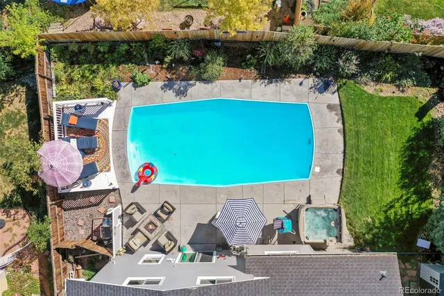 an aerial view of a house