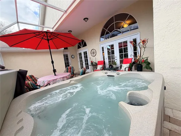 a view of outdoor space yard deck patio and swimming pool