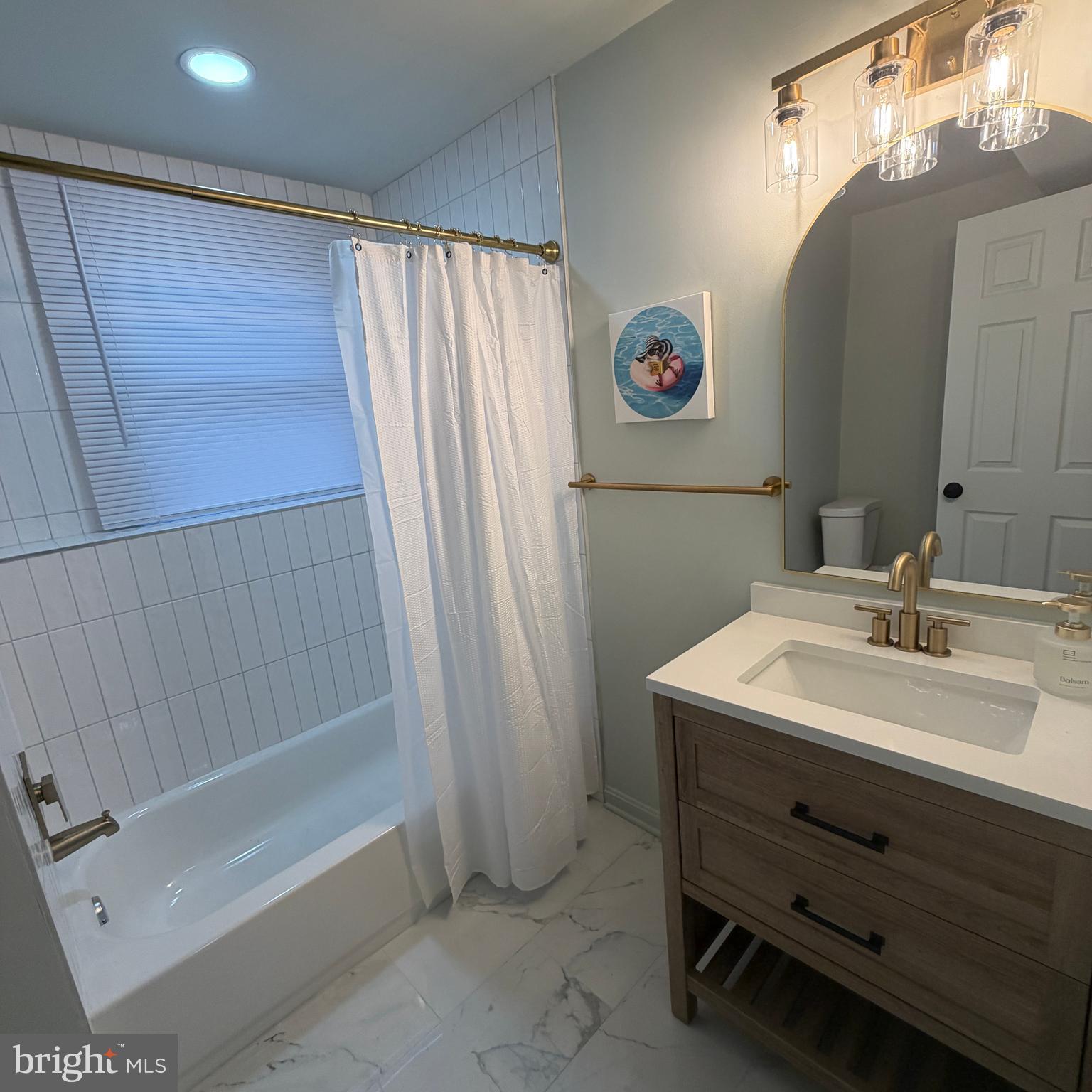 4426 Cub Run Road Chantilly, VA 20151 - Photo 20 of 24 a bathroom with a sink a mirror and a shower