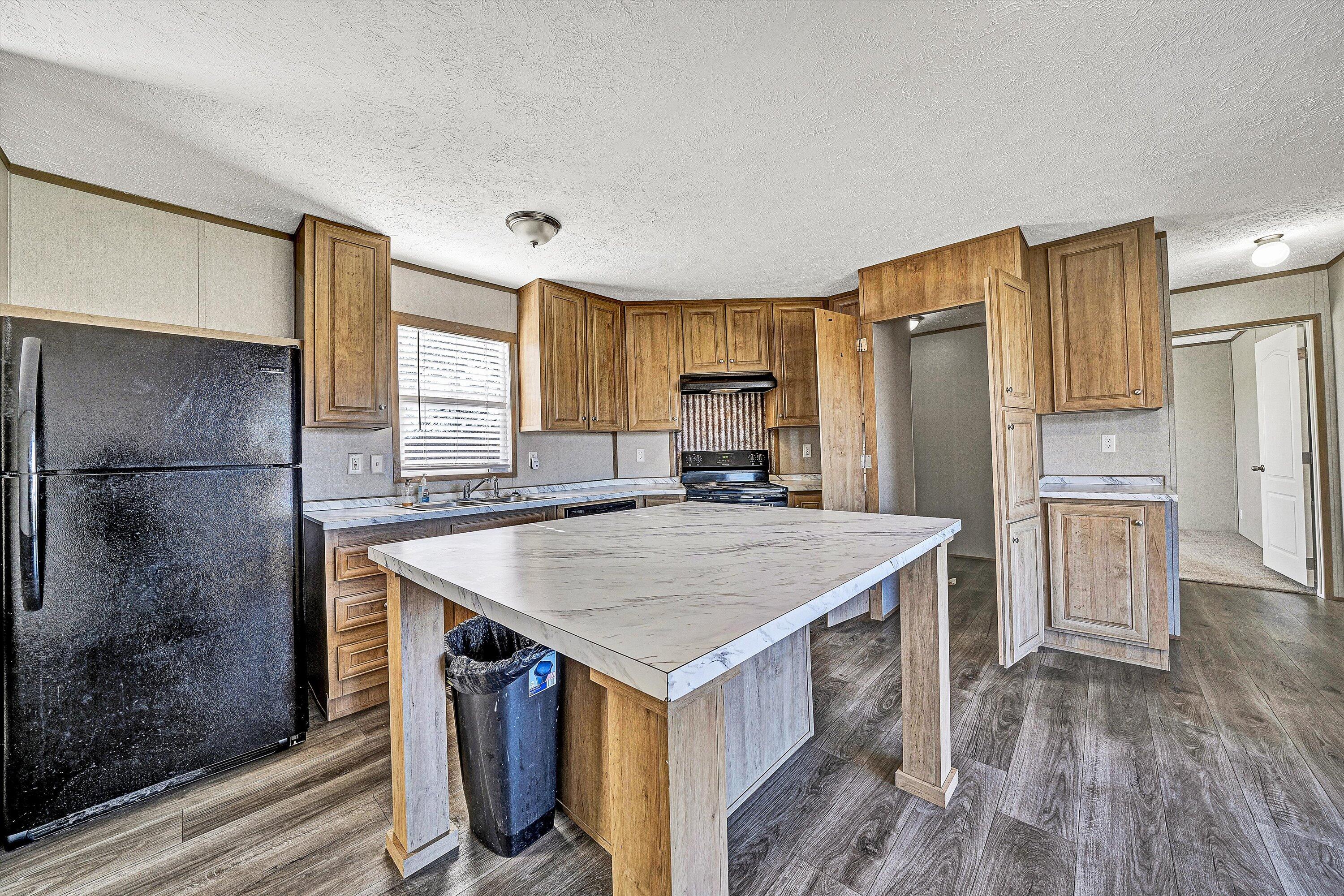 1405 Doe Run Road Rocky Mount, VA 24151 - Photo 9 of 27 a kitchen with a refrigerator a sink and dishwasher a refrigerator with wooden floor