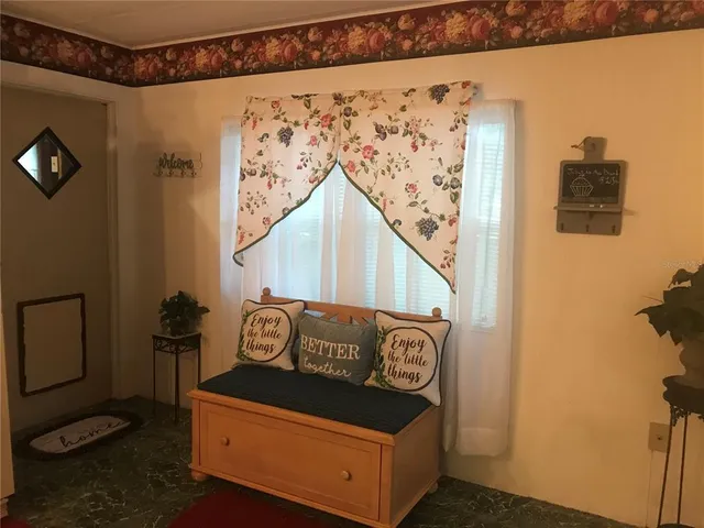 a view of a wooden door