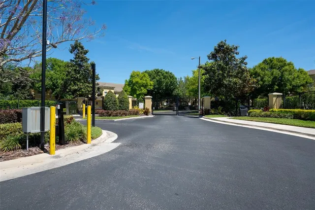 a view of a street with a houses