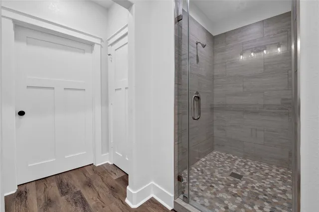 a bathroom with a shower