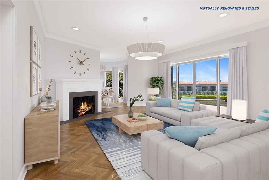 60 Ritz Cove Drive Dana Point, CA 92629 - Photo 12 of 76 Photo of Family Room has been virtually painted and wood flooring has been added to show as a concept!