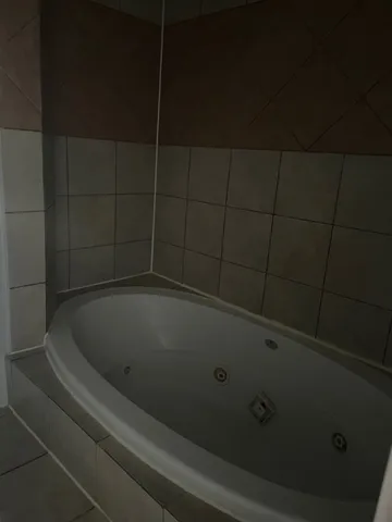 a bathroom with a bathtub