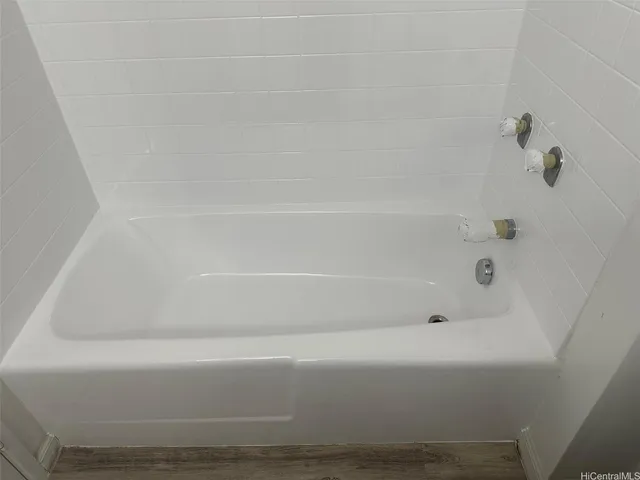 a bathroom with a bathtub