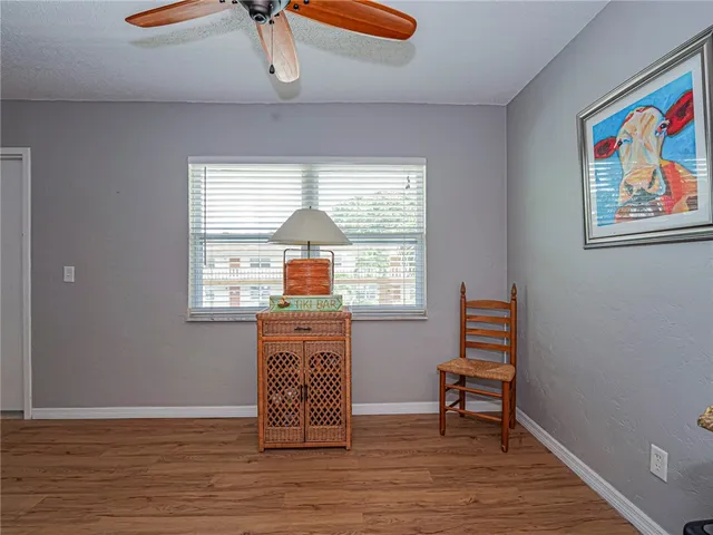 a workspace with wooden floor