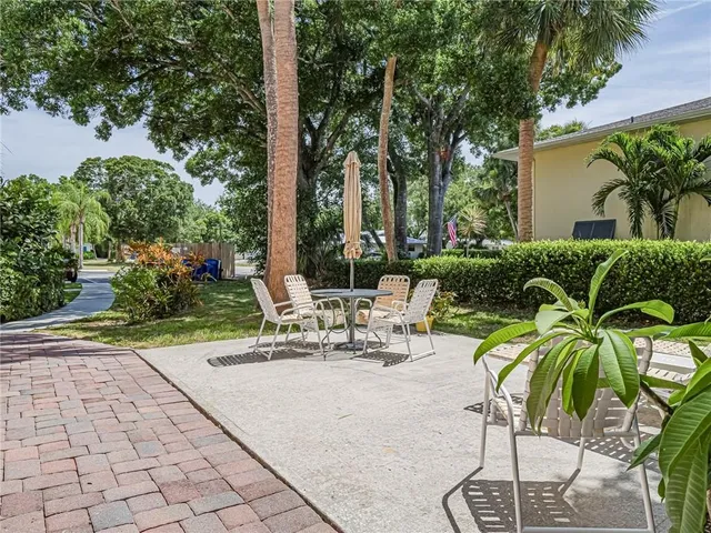 a view of garden with patio