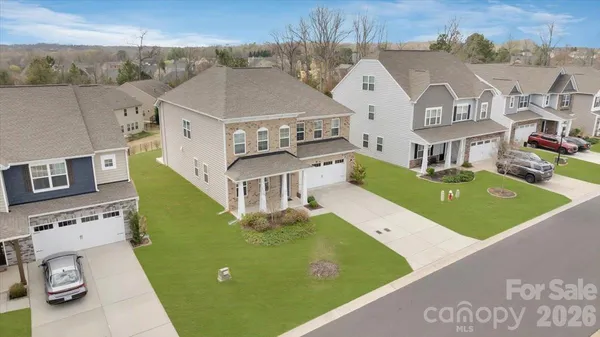 an aerial view of a house