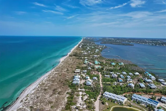 a view of a lake with a city