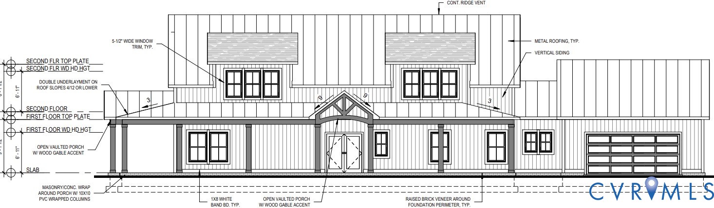 13545 Old Telegraph Road Providence Forge, VA 23140 - Photo 3 of 6 Architectural Blueprint, Elevation View. Illustrat
