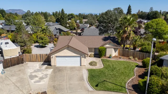 an aerial view of a house