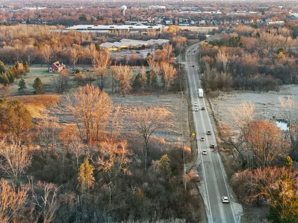 an aerial view of multiple house