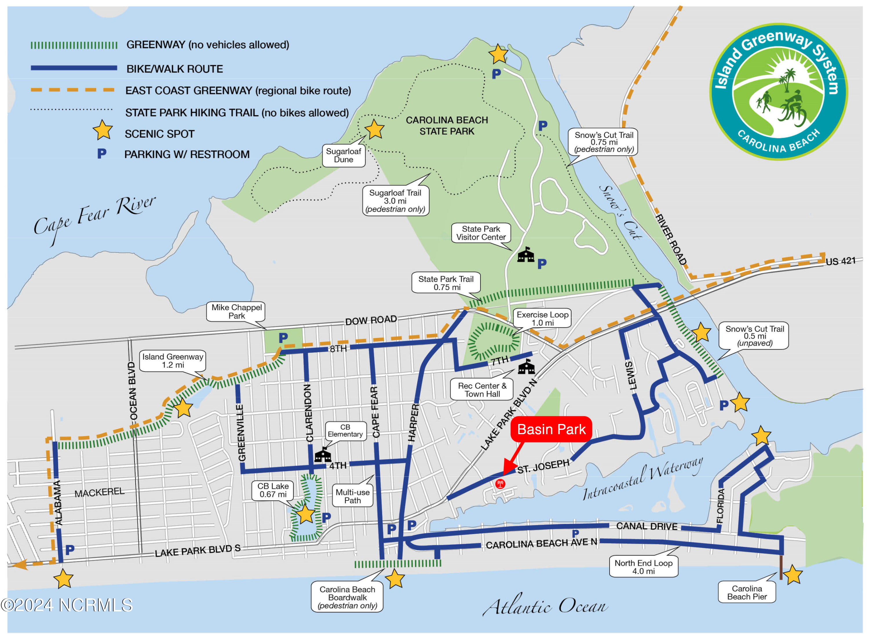 906 St Joseph Street, Unit 1 Carolina Beach, NC 28428 - Photo 16 of 17 62-carolina_beach_multi-use_path_map