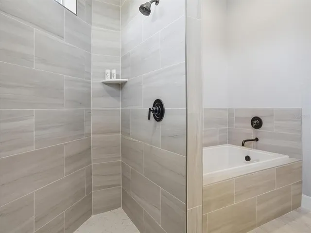 a bathroom with a bathtub