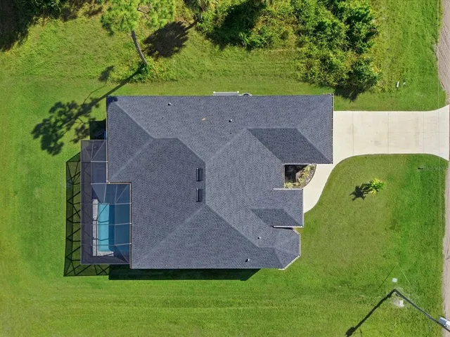 an aerial view of a house