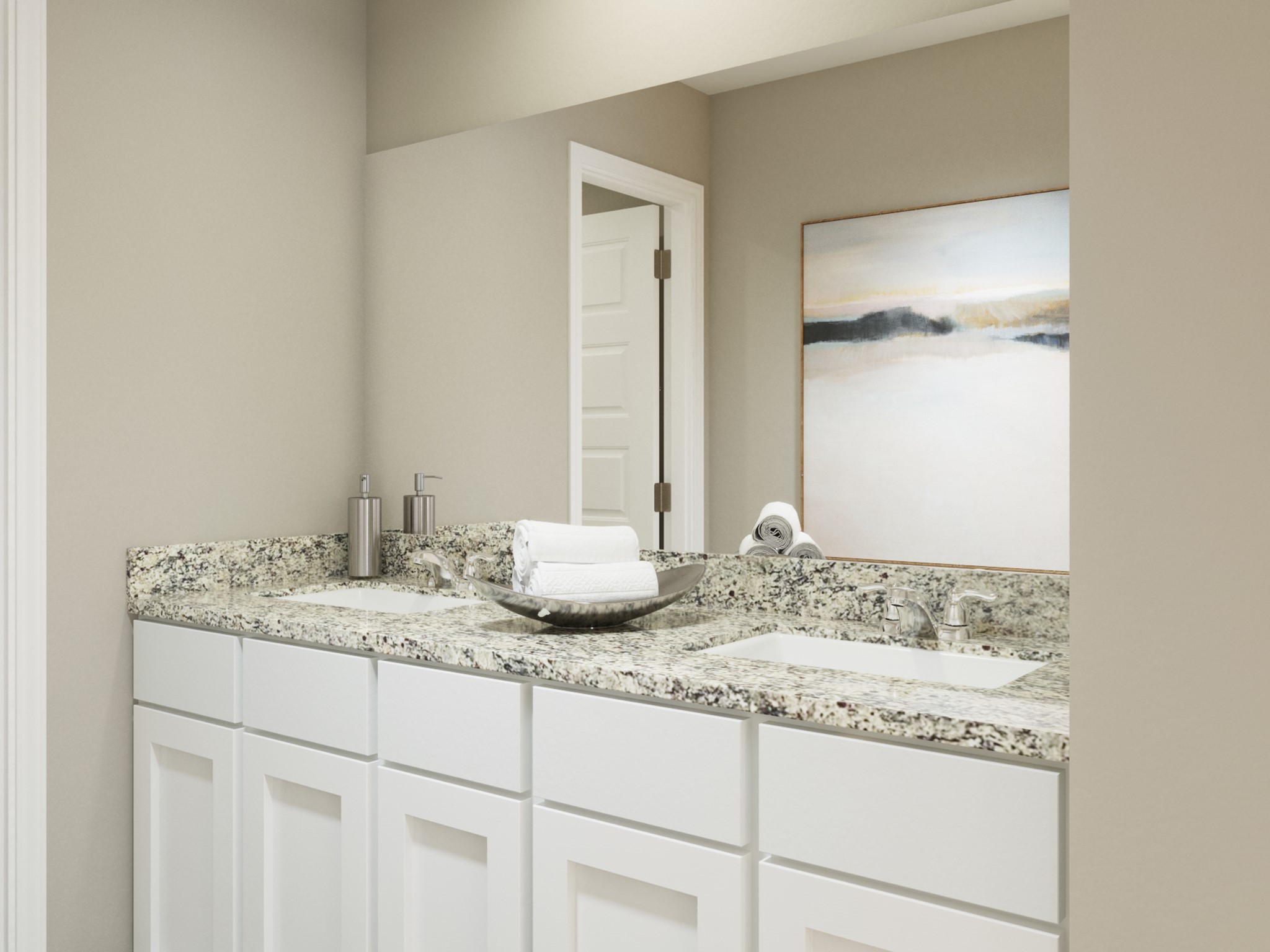 13659 Kit Run Splendora, TX 77372 - Photo 36 of 37 a bathroom with a granite countertop sink and a mirror