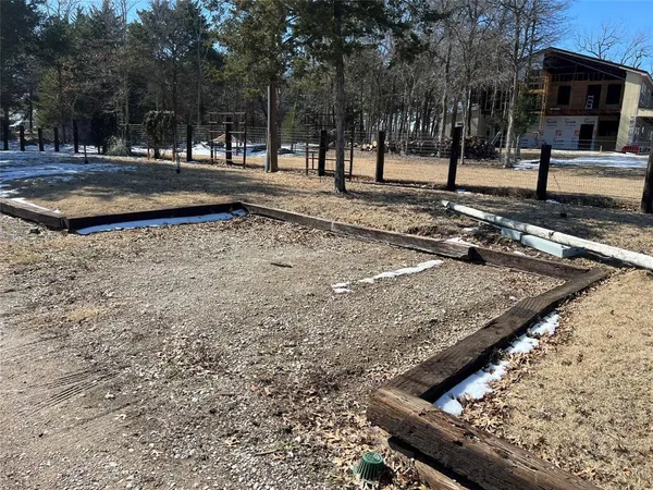 a view of a yard with tree s