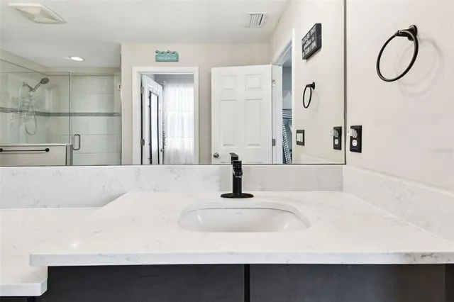 a view of a garden with a bench