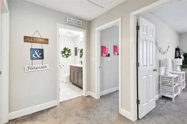 a view of a lake with a big yard