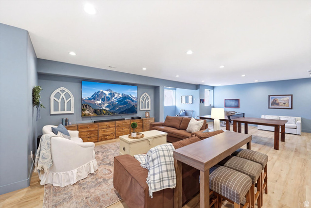 283 North 500 West Mapleton, UT 84664 - Photo 56 of 102 Living room featuring light wood finished floors, recessed lighting, and optional tv.
