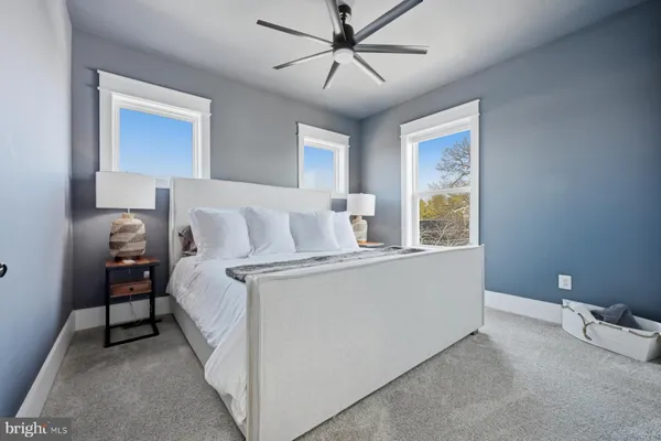 a living room with a bed furniture and a window