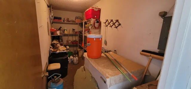 a view of a garden with an outdoor space