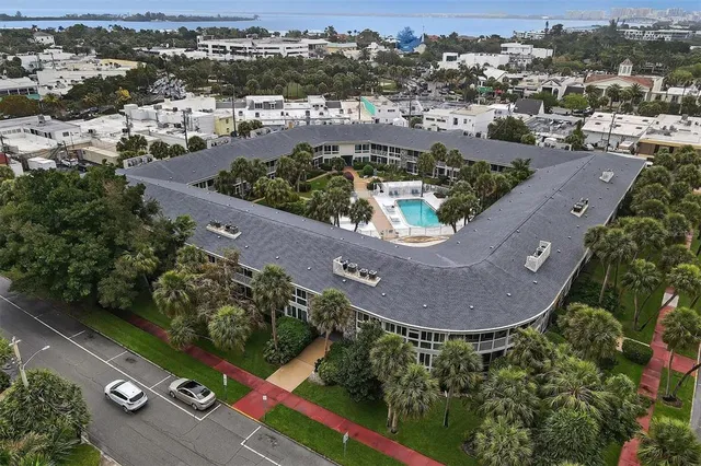 an aerial view of a house