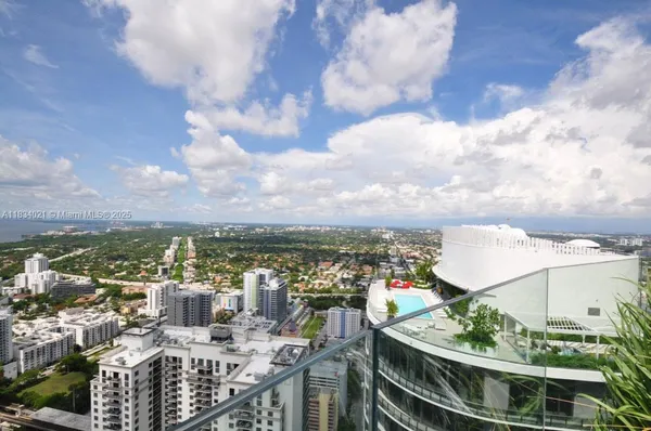 a city view with tall buildings