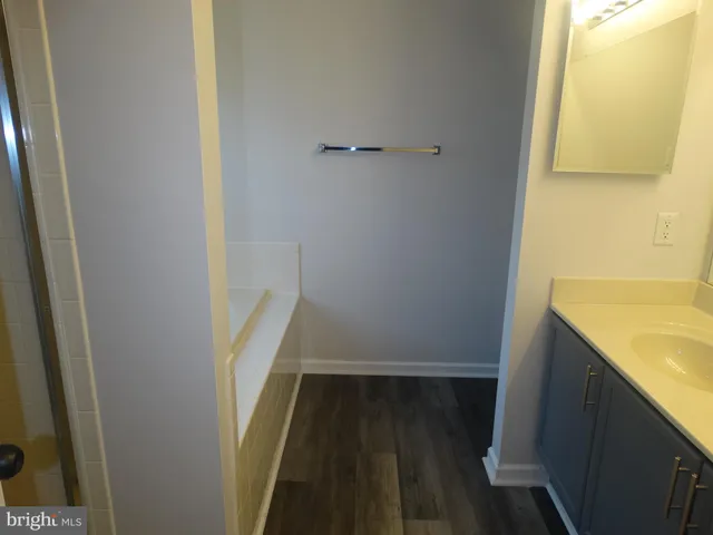 a bathroom with a bathtub