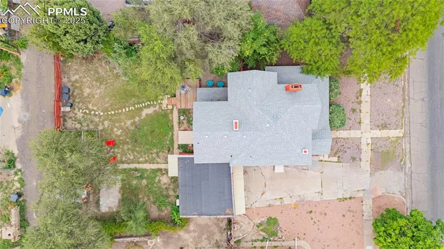 an aerial view of a house