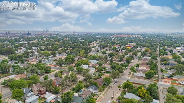 an aerial view of multiple house