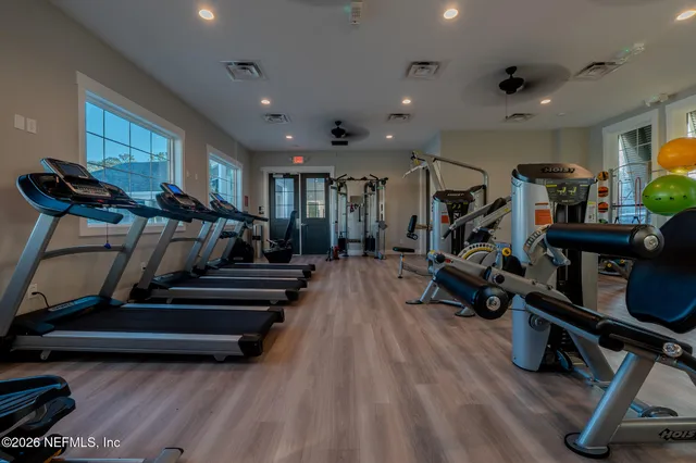 a view of a room with gym equipment
