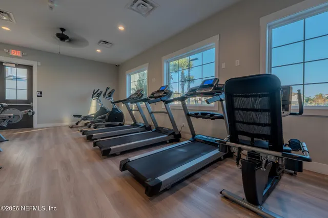 a view of a room with gym equipment