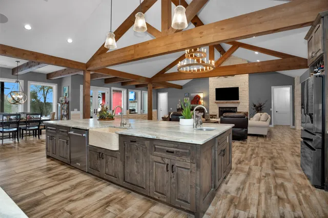 a kitchen with granite countertop lots of counter top space