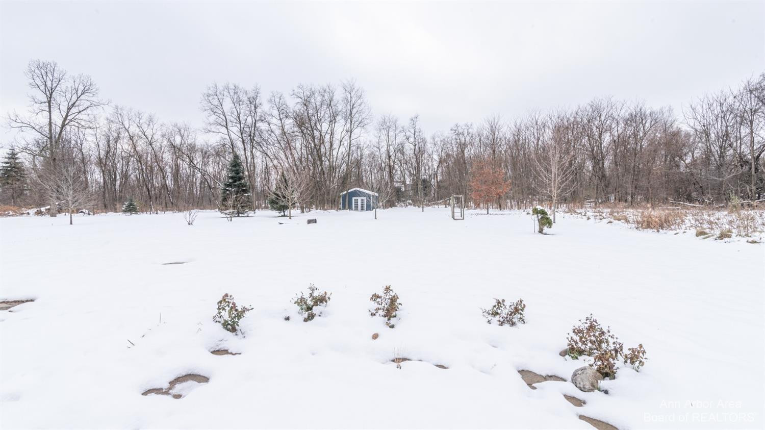 4711 Dexter-Pinckney Road Dexter, MI 48130 - Photo 26 of 30 Backyard and shed (shed has electricity)