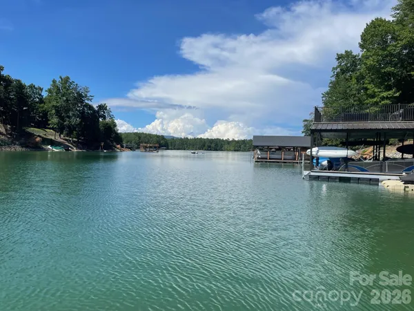 a view of a lake with houses