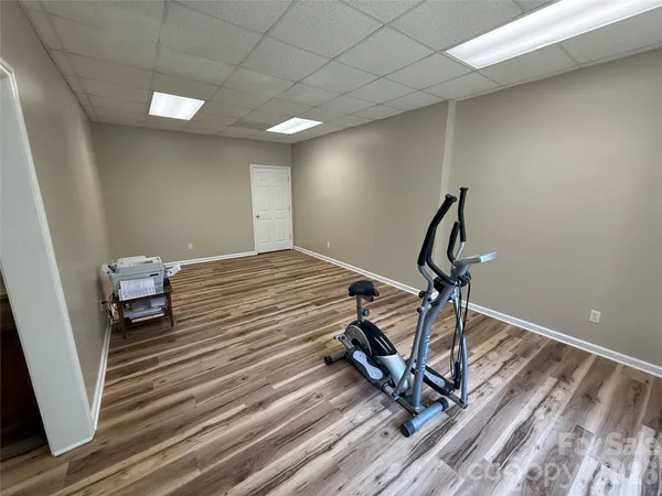 a view of a room with gym equipment
