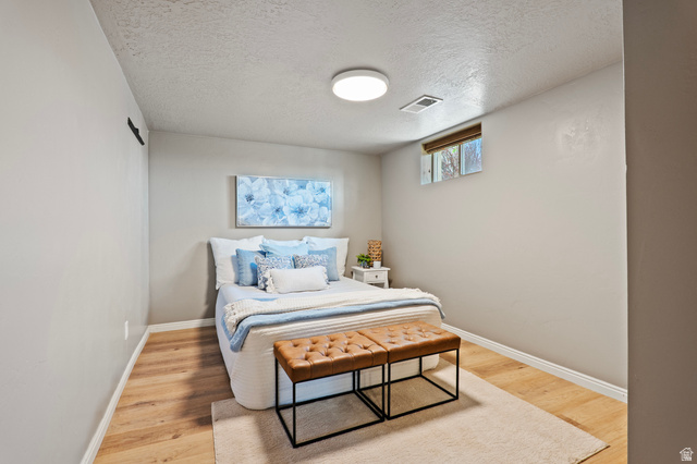115 East 1600th Street North Santaquin, UT 84655 - Photo 23 of 52 Bedroom featuring light wood-finish flooring, light neutral-toned walls, and a recessed window with blinds