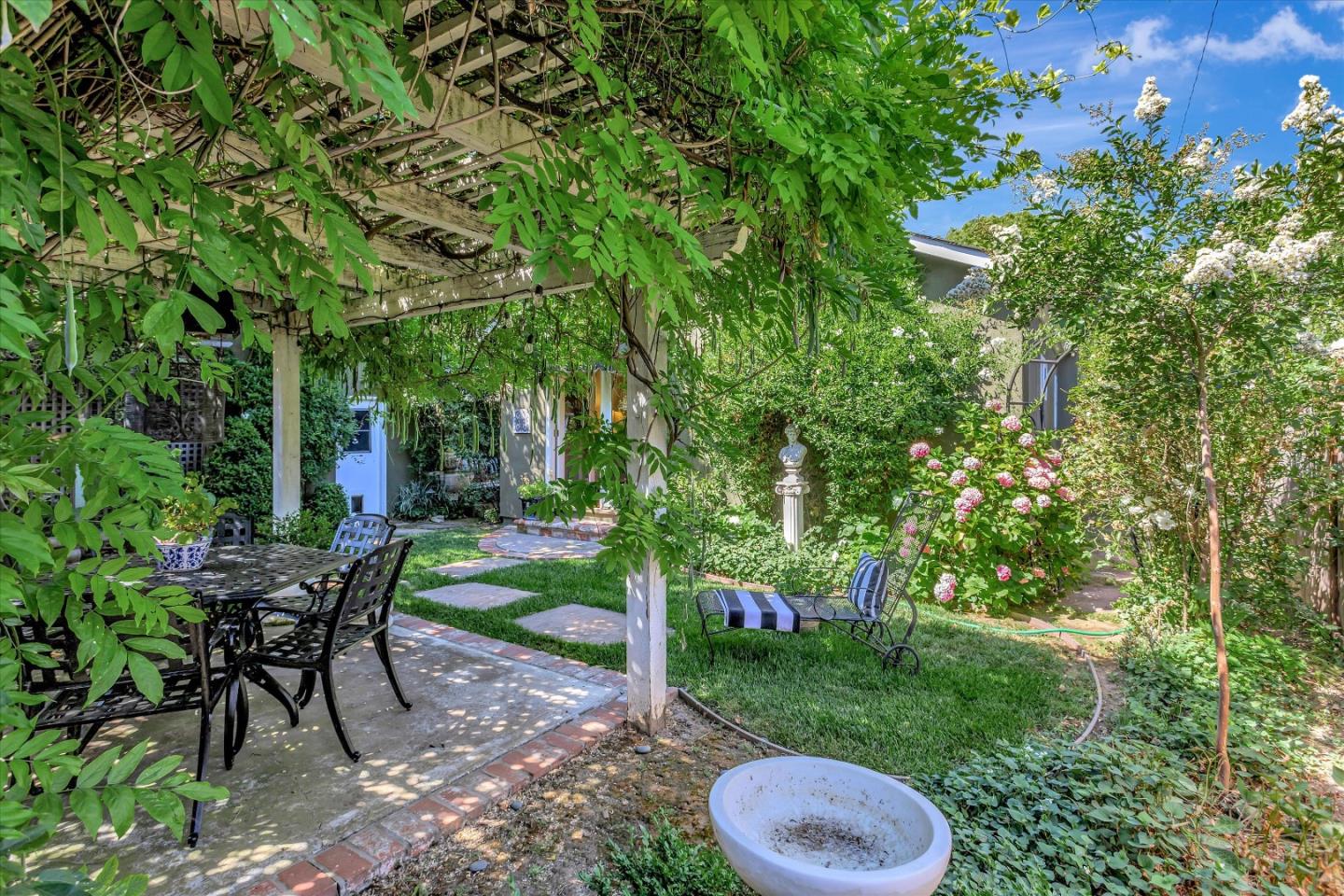 2084 Ellen Avenue San Jose, CA 95125 - Photo 37 of 43 a view of a backyard with table and chairs and potted plants