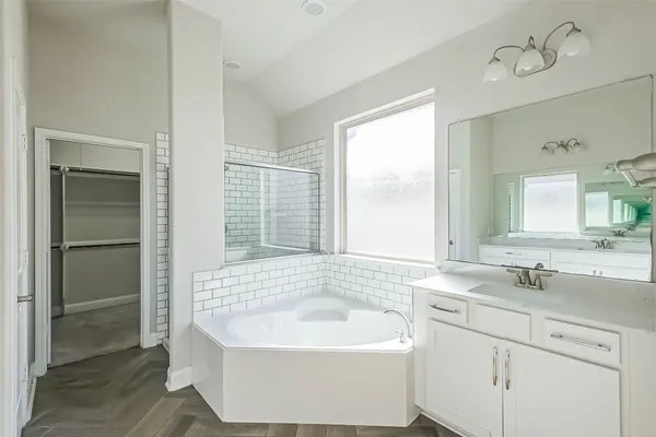 a bathroom with a sink and a bathtub