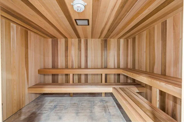 a view of a hallway with closet area