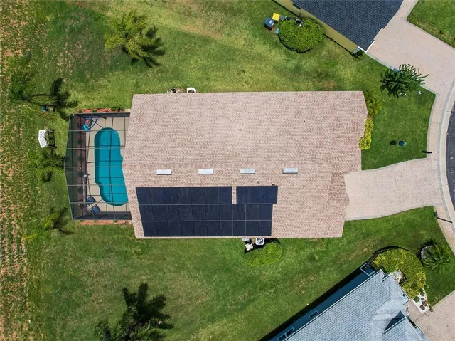 an aerial view of a house